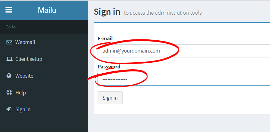 mailu-admin-login