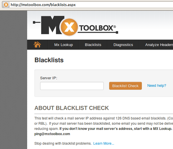 MX toolbox, IP blacklist